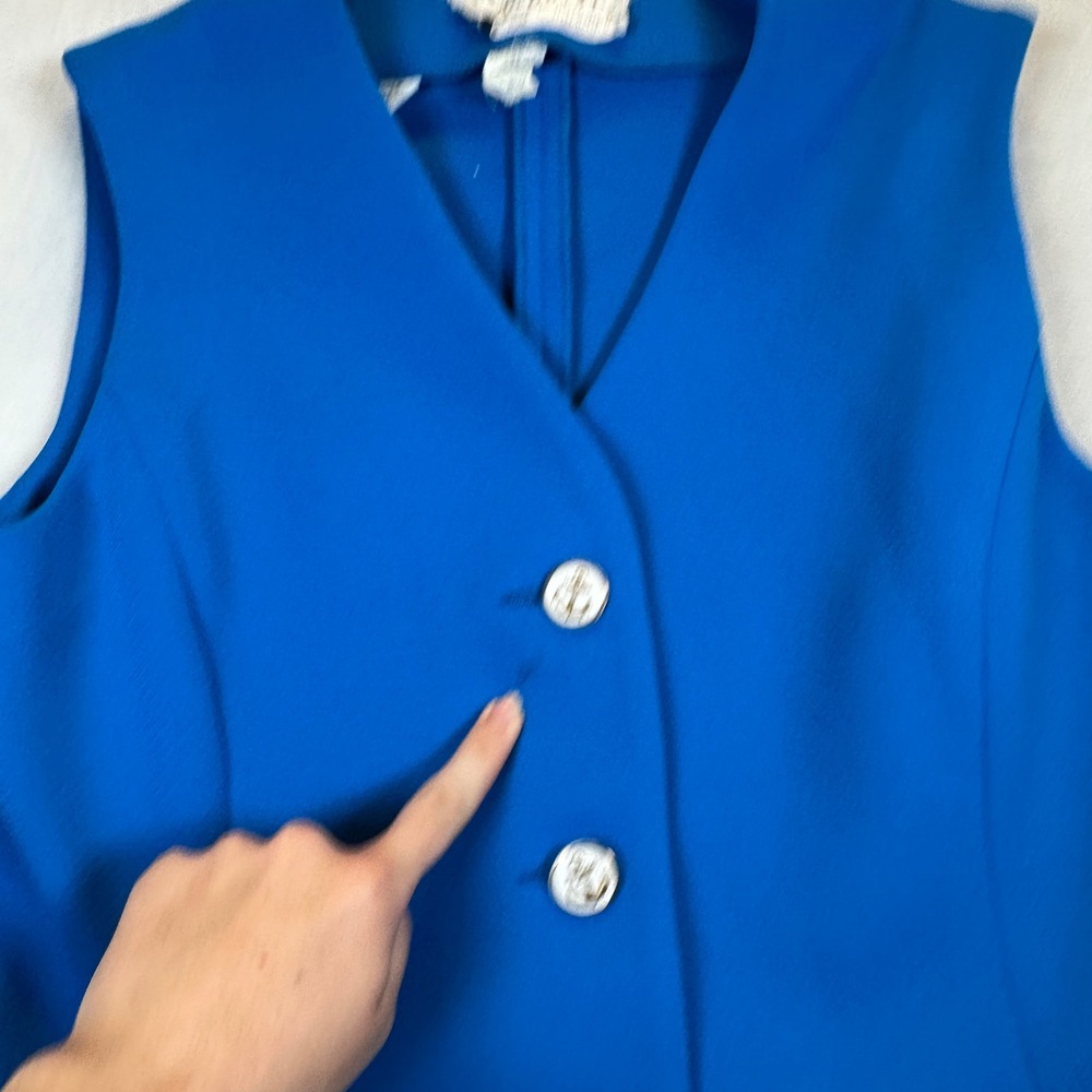 Vintage Paula Brooks Original Blue Nautical Vest Anchor Buttons 70s Mod Longline - Picture 2 of 9